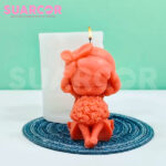 Molde de Silicon En Forma De Niña Con Un Ramo