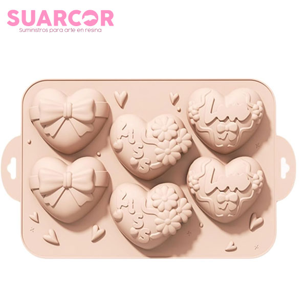 Molde Silicón 6 Corazones Enamorados en Costa Rica, Suarcor