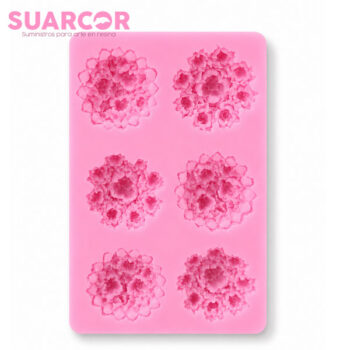 Molde de silicón floral con 6 cavidades