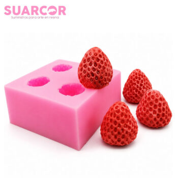molde de silicón con diseño de fresas