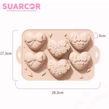 Molde Silicón 6 Corazones Enamorados en Costa Rica, Suarcor 